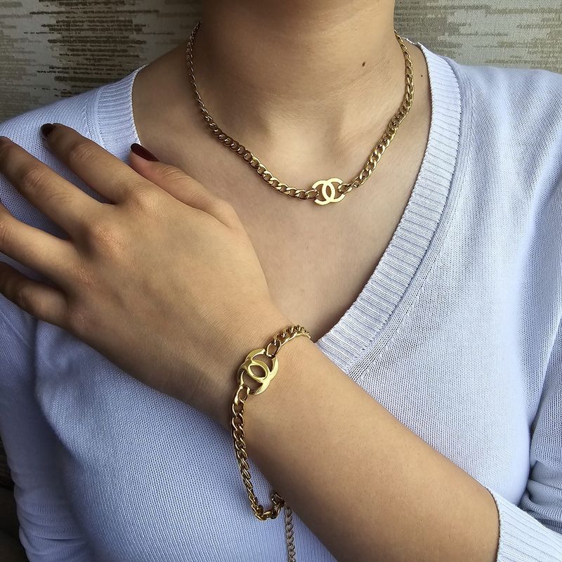Set Pulsera y Gargantilla de Eslabones Grandes MI