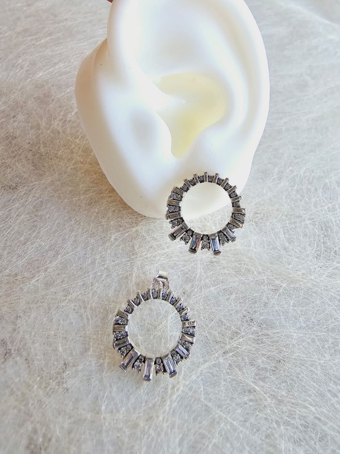 Aretes de Plata 925 con Cuadros y Cristales