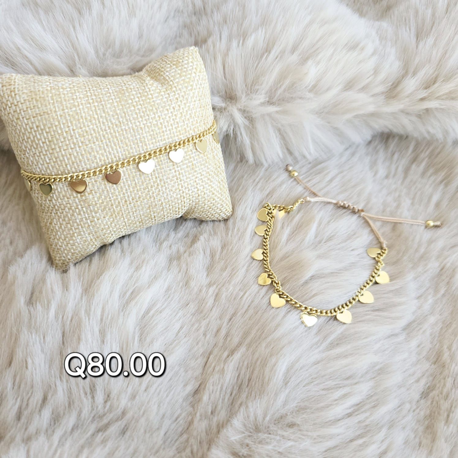 Pulsera Baño 18k Corazones