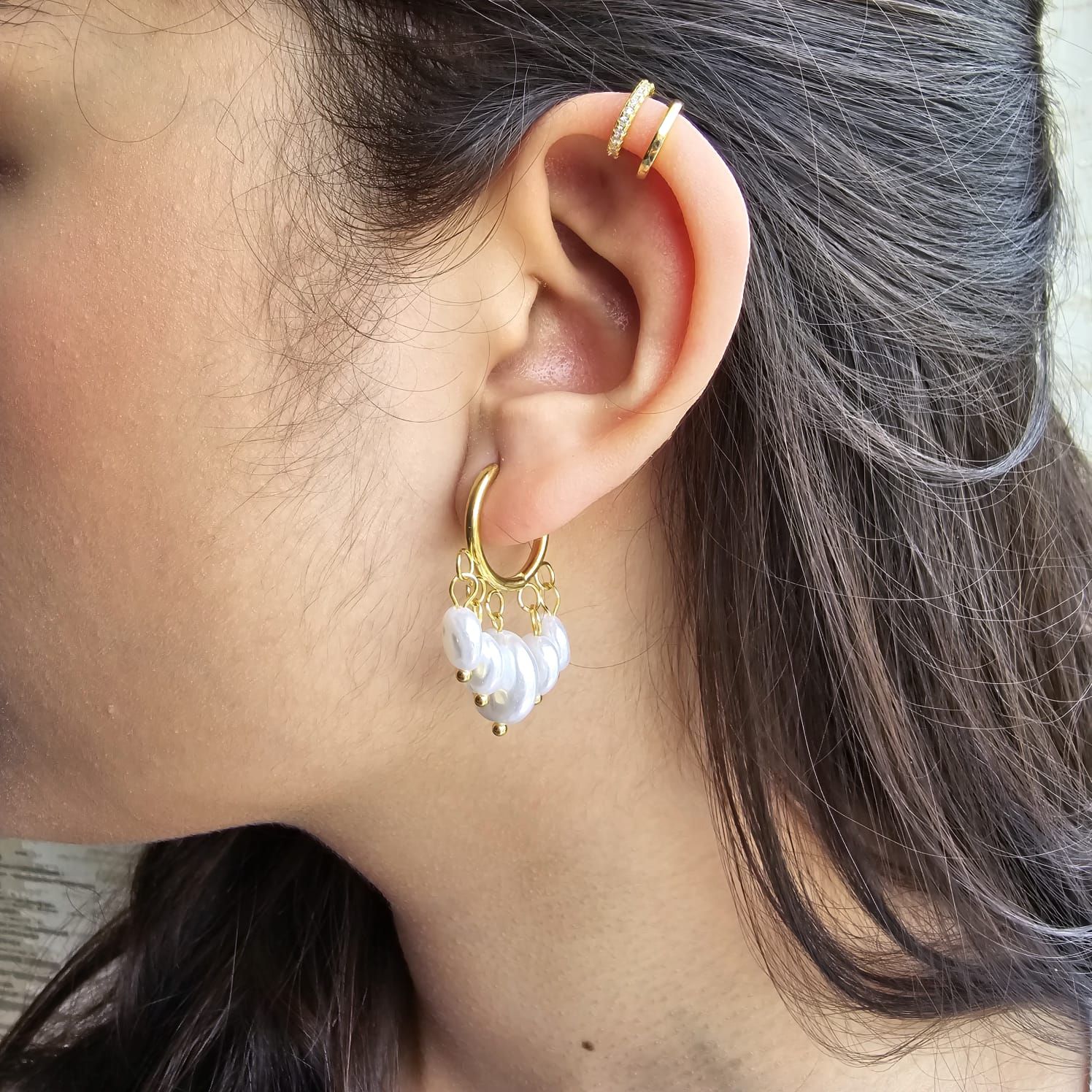 Aretes perlas colgantes