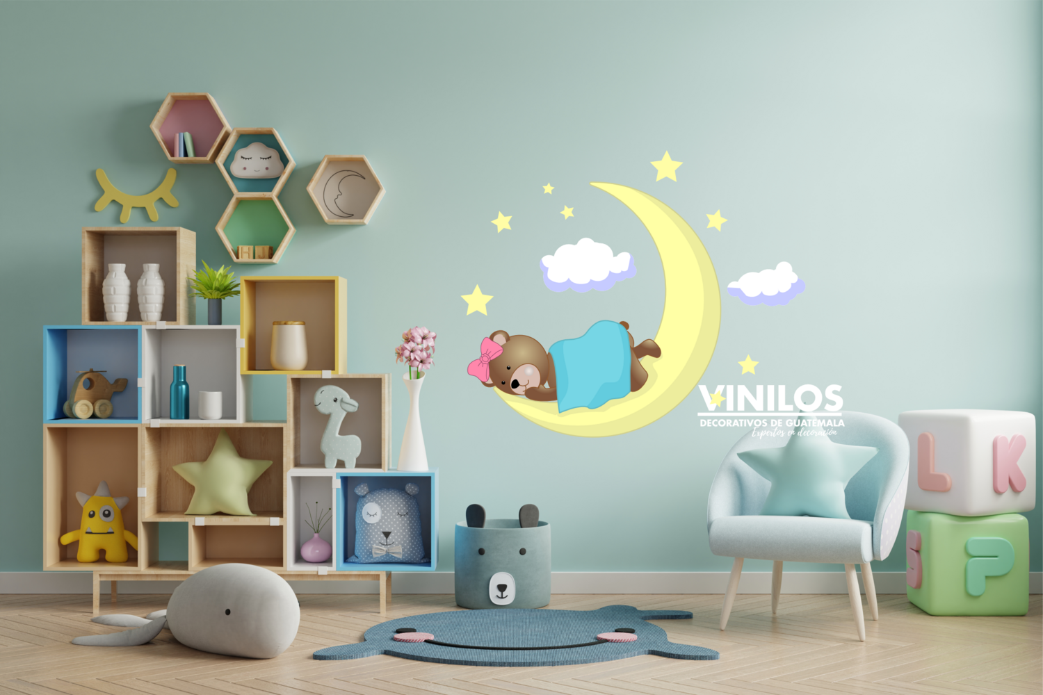 Walldecal Osita en la luna - Pegatina Osita en la Luna