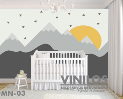 Mural infantil Montañas y atarceder