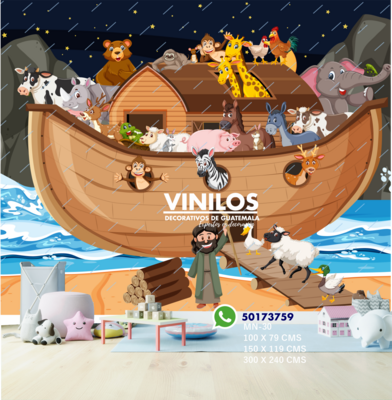 Noah&#39;s Ark wall decal - Calcomania de pared Arca de Noe MN29