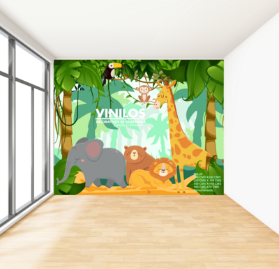 Safari Animals Wall Decal for Kids - Calcomania de pared animalitos MN36