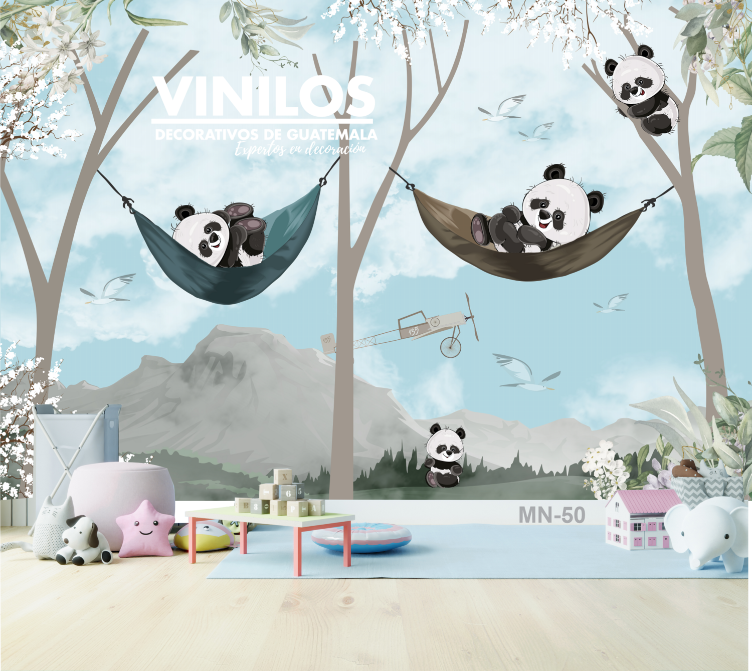 Watercolor Panda Wall Decal - Calcomania de pared Panda acuarela MN50