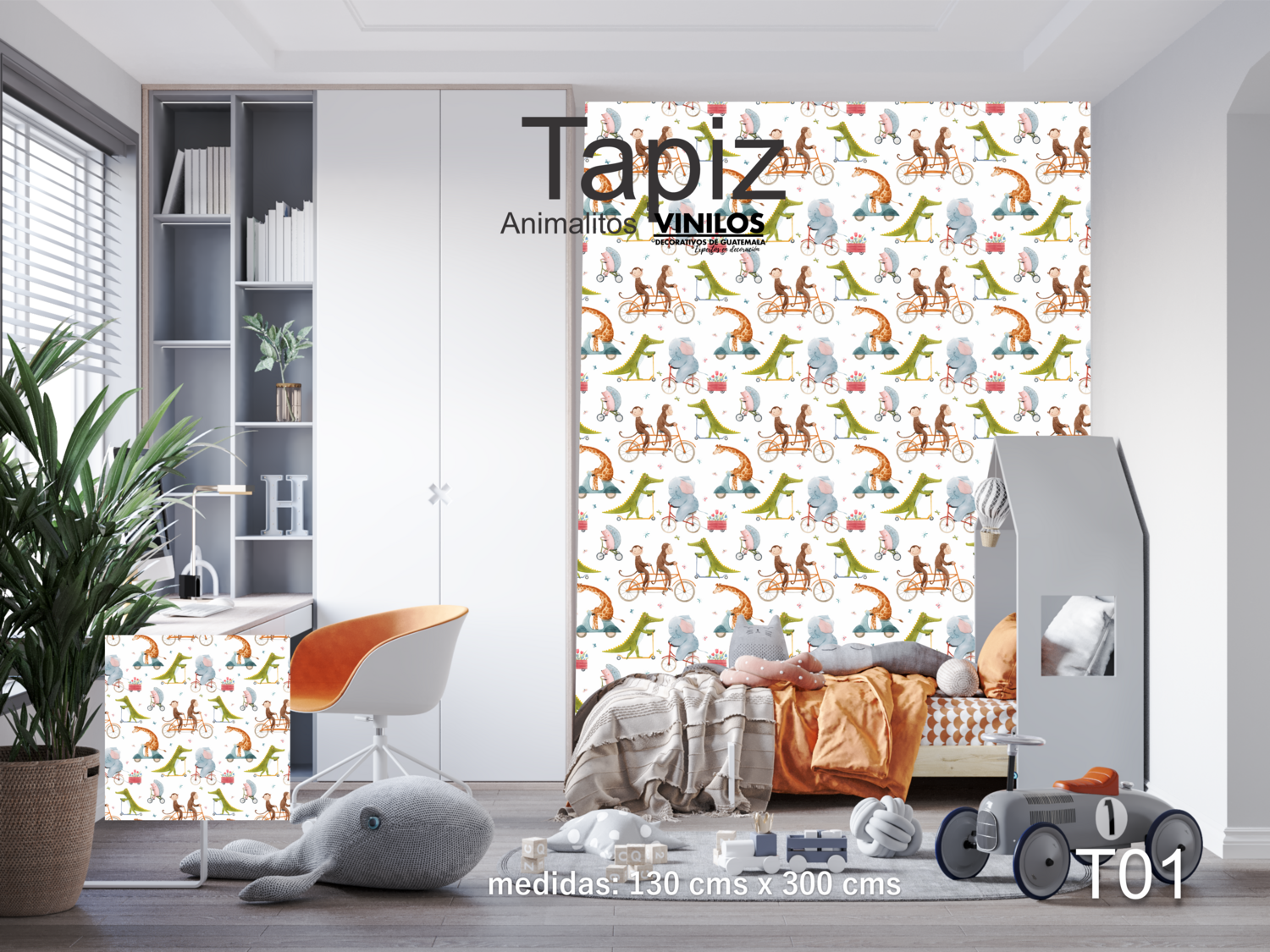 Papel tapiz infantil animalitos acuarela