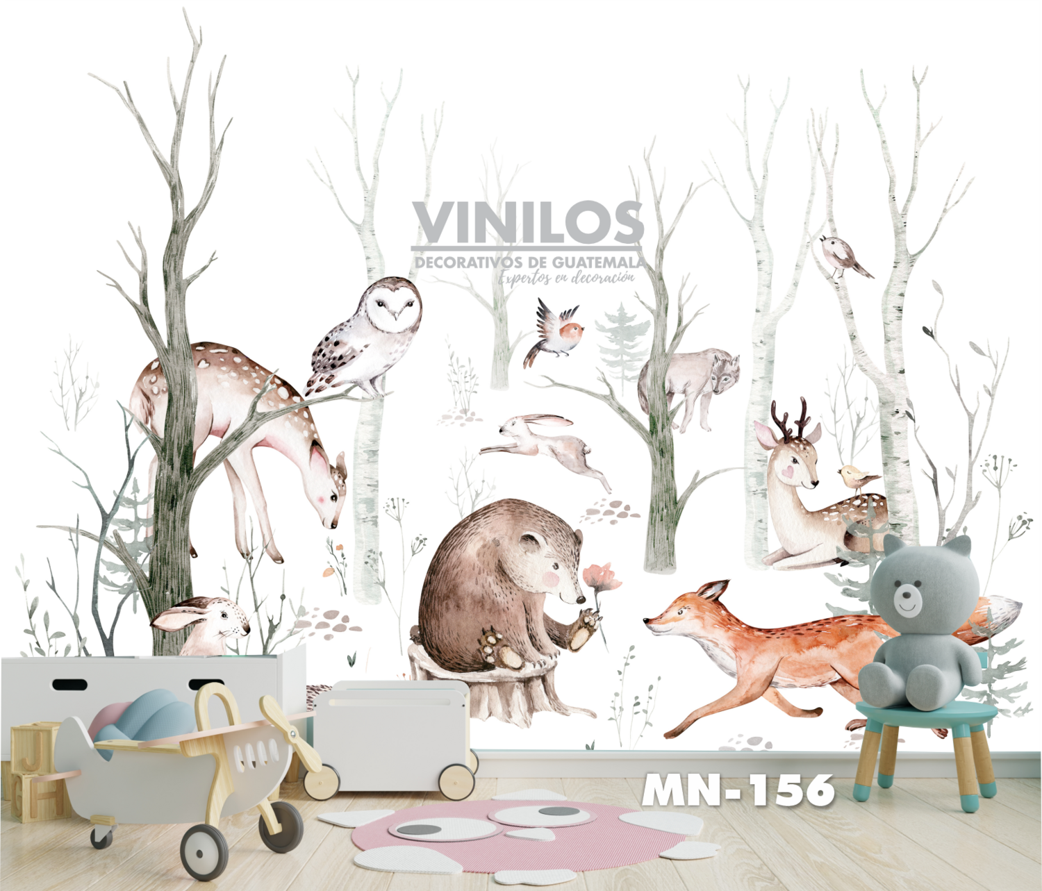 Forest Animals Nursery Wall Decal - Calcomania de pared Animales en el bosque MN156