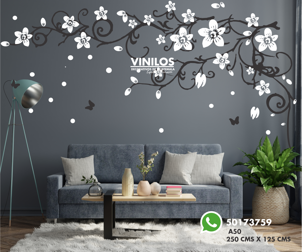 Tree with birds wall decal wall sticker - Calcomania de pared árbol con pajaritos