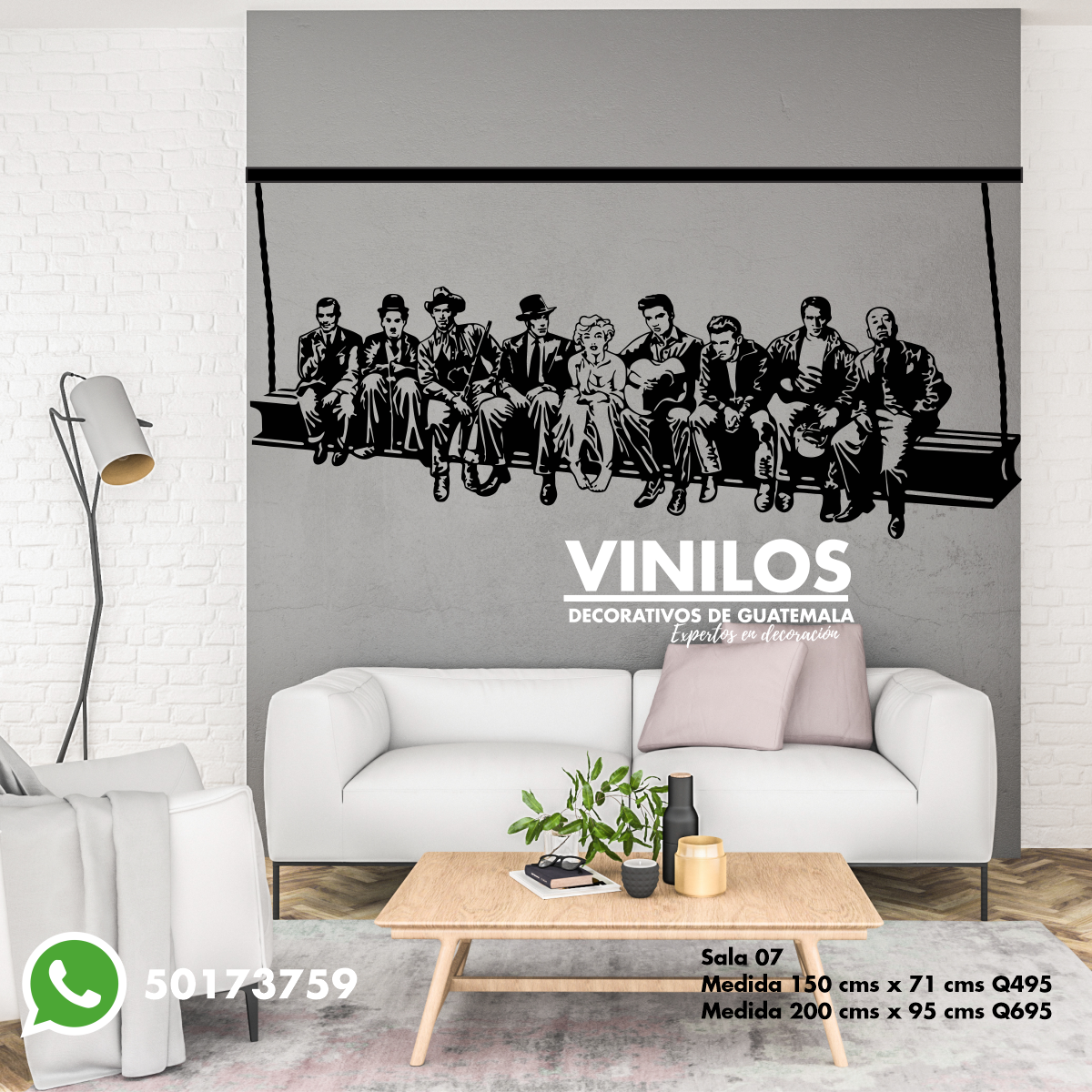 Vinilo decorativo personajes famosos sobre edificio    Sala07