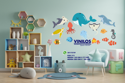 Ocean Animals Wall Decal for Kids and Nursery - Vinilo decorativo Animales del Oceano Kids312
