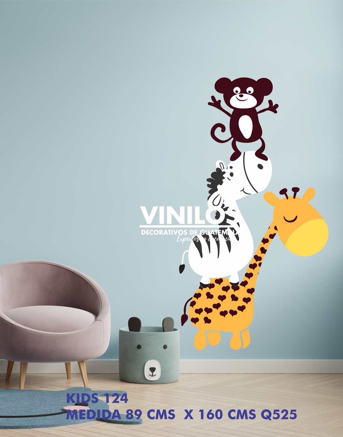 Walldecal animals - Calcomanía de pared de animales de la selva KIDS 124