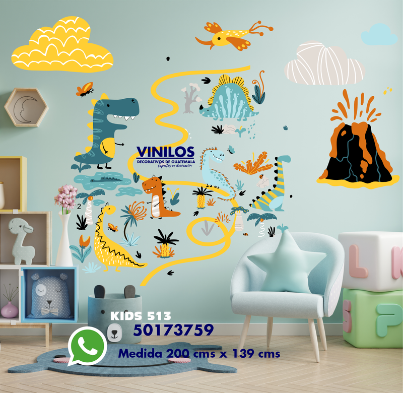 Dinosaurs Nursery Wall Decal - Calcomania de pared Dinosaurios Kids513