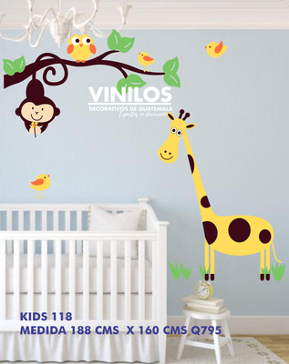 Giraffe Fabric Wall Decal- Jirafa vinilo decorativo de pared kids118