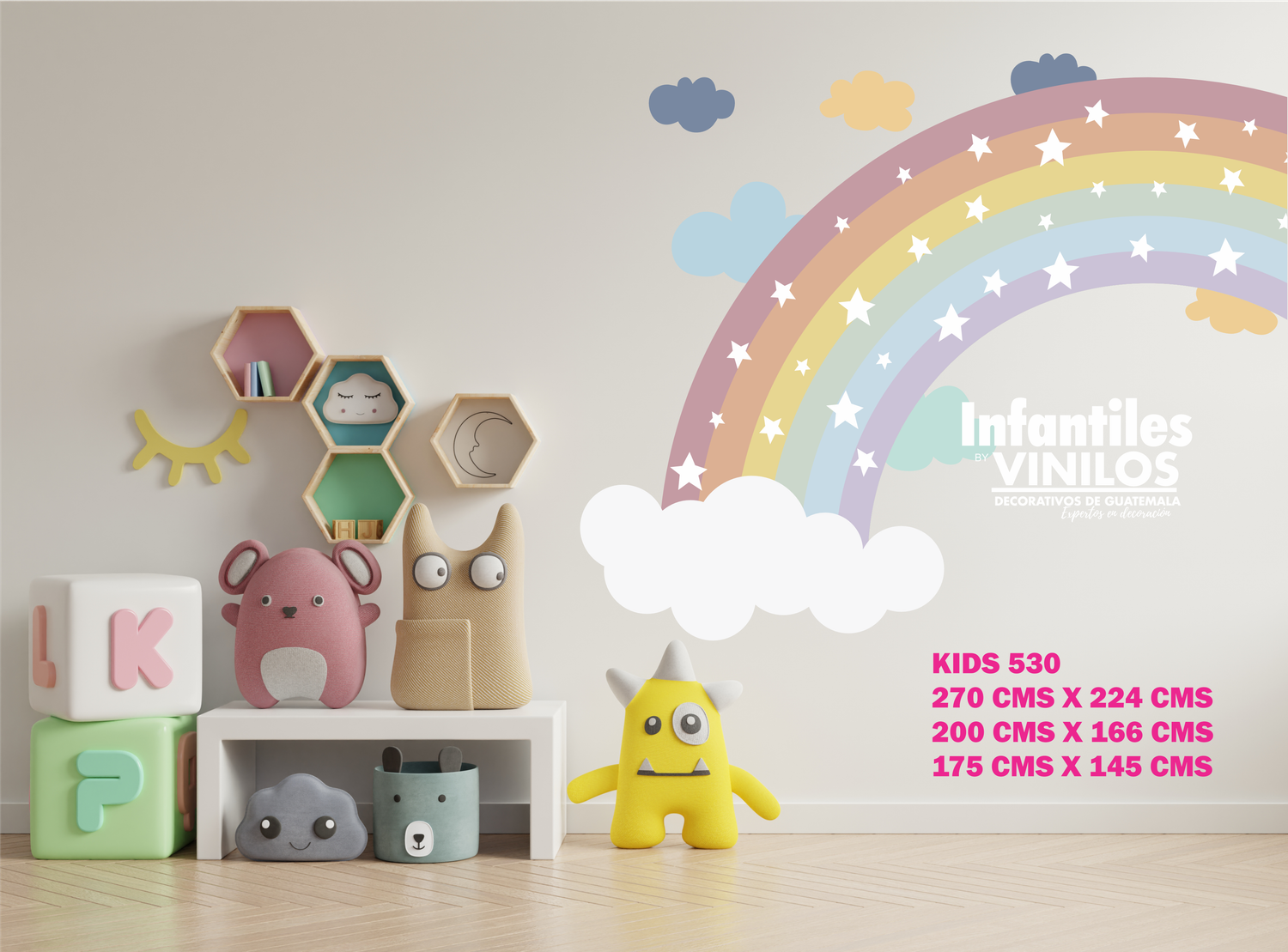 Watercolor Rainbow Wall Decals- Calcomania de pared arcoiris KIDS 530