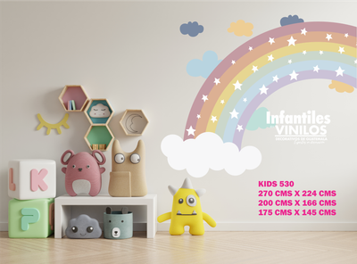 Watercolor Rainbow Wall Decals- Calcomania de pared arcoiris KIDS 530