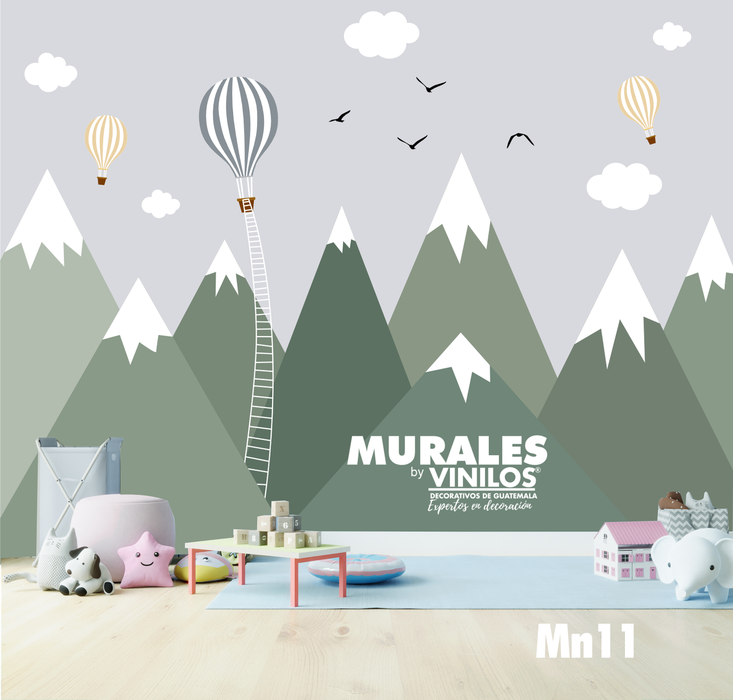Walldecal globos y montañas infantil MN11
