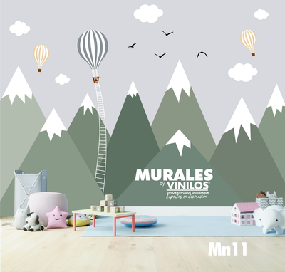 Walldecal globos y montañas infantil MN11