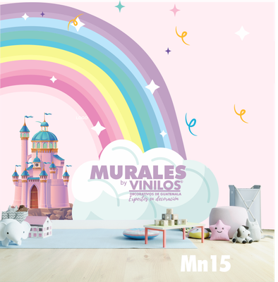 Walldecal   castillos y arcoiris MN15