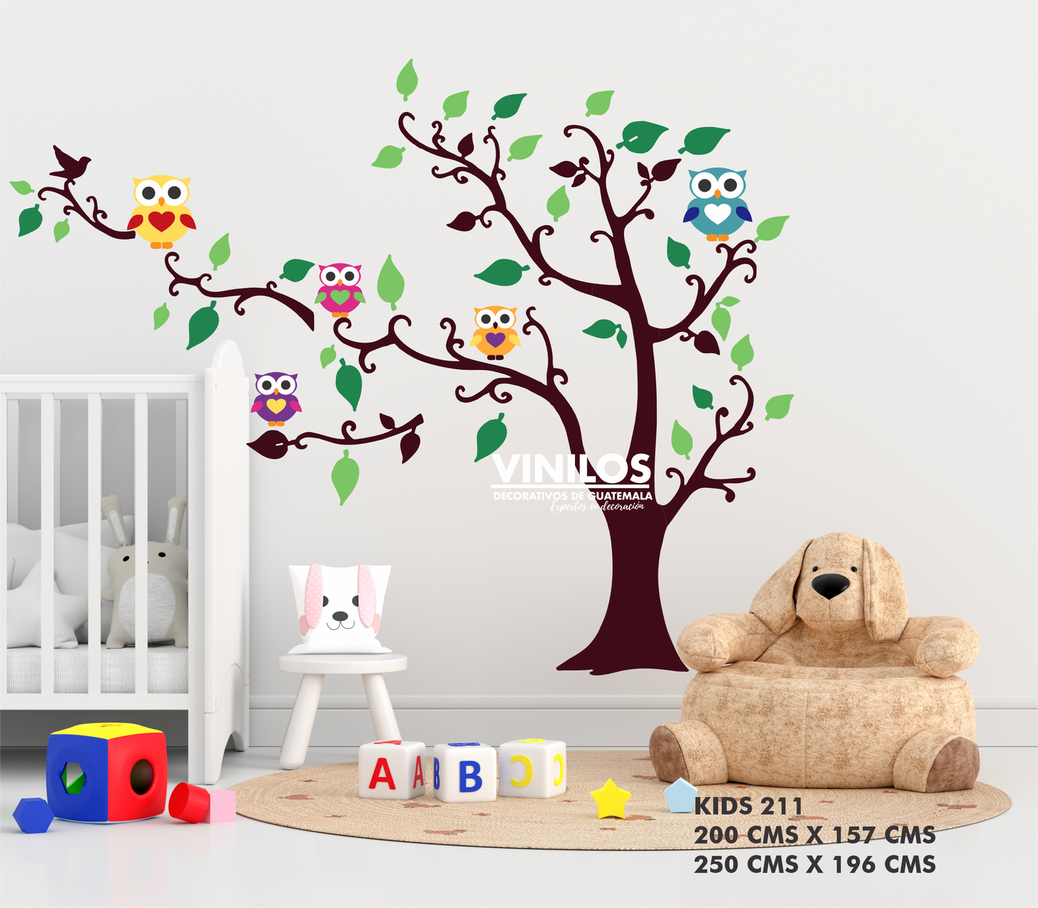 Walldecall tree - Pegatina infantil árbol con Buhos kids211