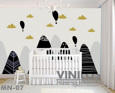 Mural infantil Montañas y globos  MN007