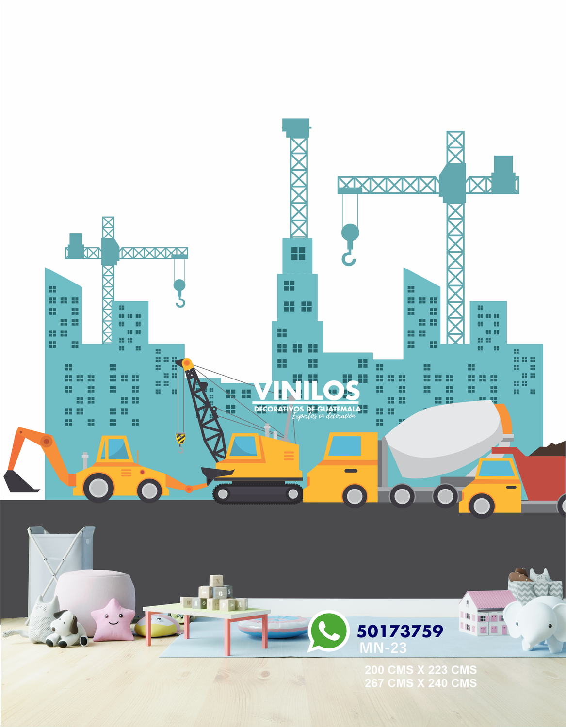 Mural infantil  Maquinas de Construccion   MN23