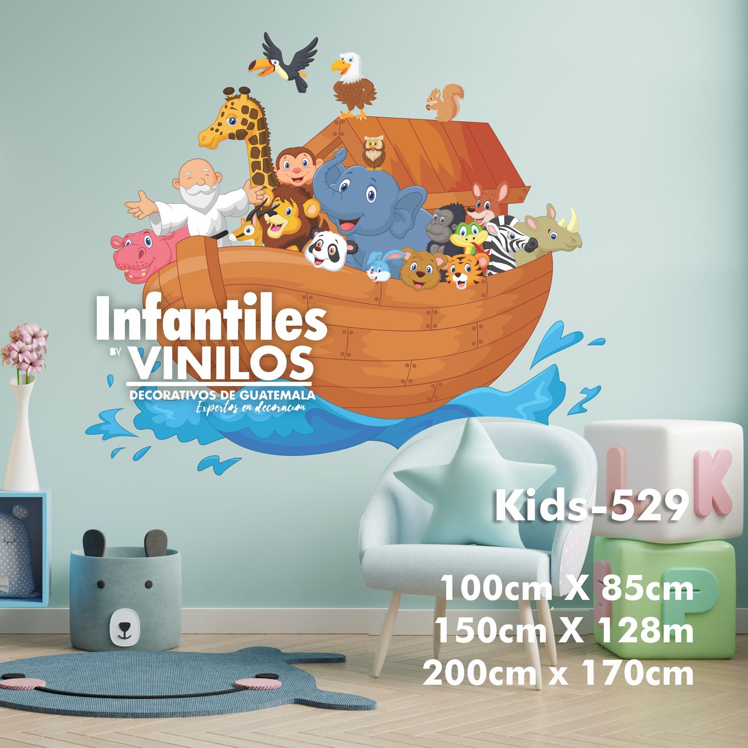 Wallsticker Arca de Noe - Decoración animalitos para pared Kids 529