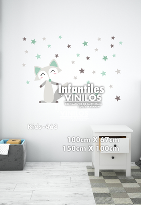 Wallsticker Mapache  - Decoración animalitos para pared Kids468
