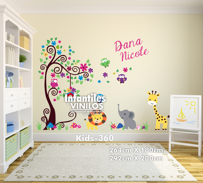 Jungle Animals Nursery Wall Decal- Calcomania para pared Animalitos kids360
