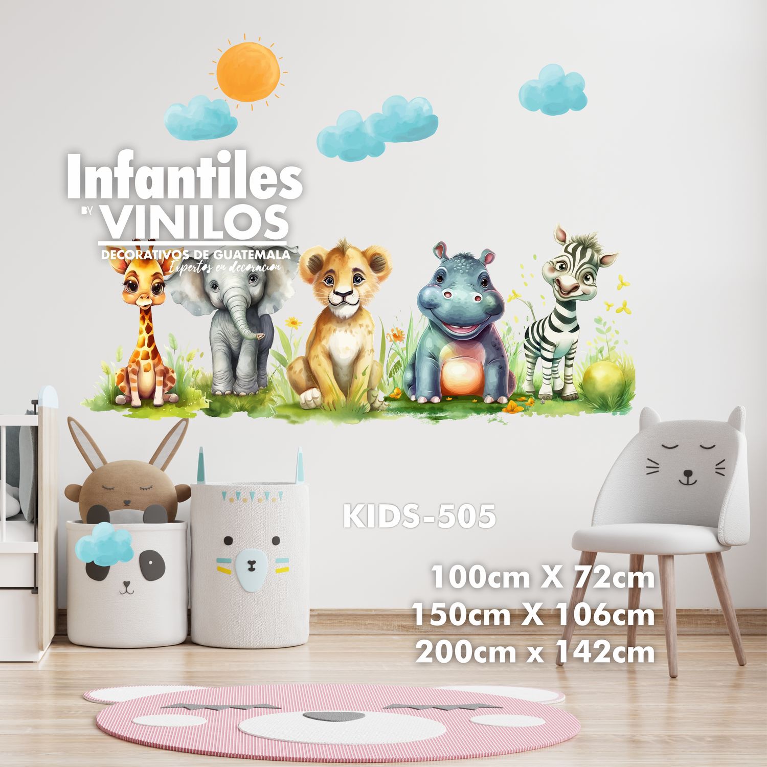 Jungle Animals Nursery Wall Decal- Calcomania para pared Animalitos kids505