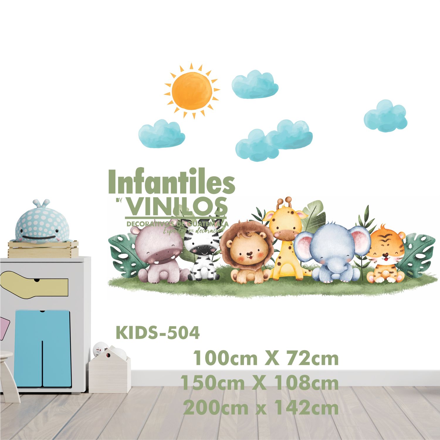 Jungle Animals Nursery Wall Decal- Calcomania para pared Animalitos kids504