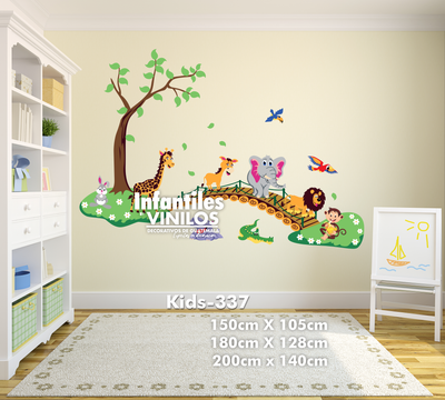 Decoracion dormitorio infantil Wall Decal- Calcomania para pared Animalitos kids337