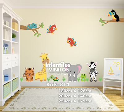 Decoracion dormitorio infantil Wall Decal- Calcomania para pared Animalitos kids314