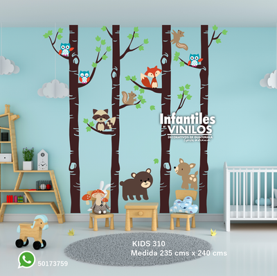 Decoracion dormitorio infantil Wall Decal- Calcomania para pared Animalitos kids310