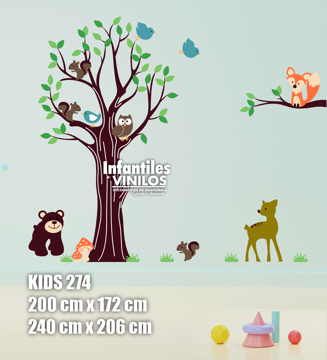 Decoracion dormitorio infantil Wall Decal- Calcomania para pared Animalitos Trencito kids274
