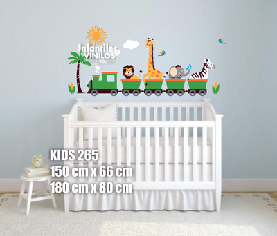 Decoracion dormitorio infantil Wall Decal- Calcomania para pared Animalitos Trencito kids265