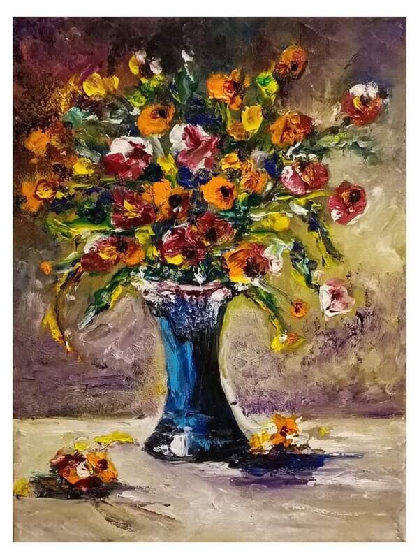 "JARRA CON FLORECILLAS CAMPESTRES"
