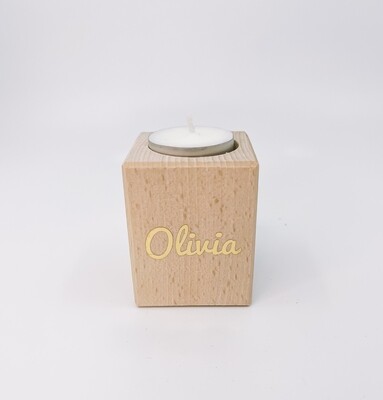 Houten blok voor theelicht