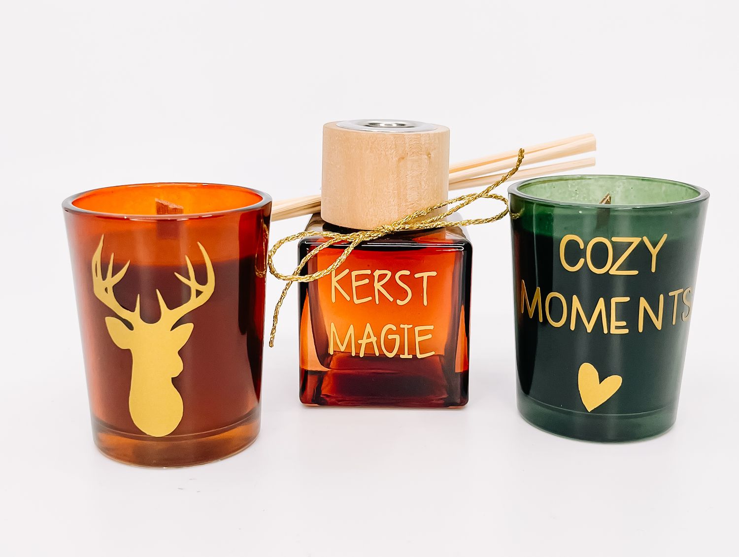 Mix &amp; Match  - Geurkaars groot met houten wiek