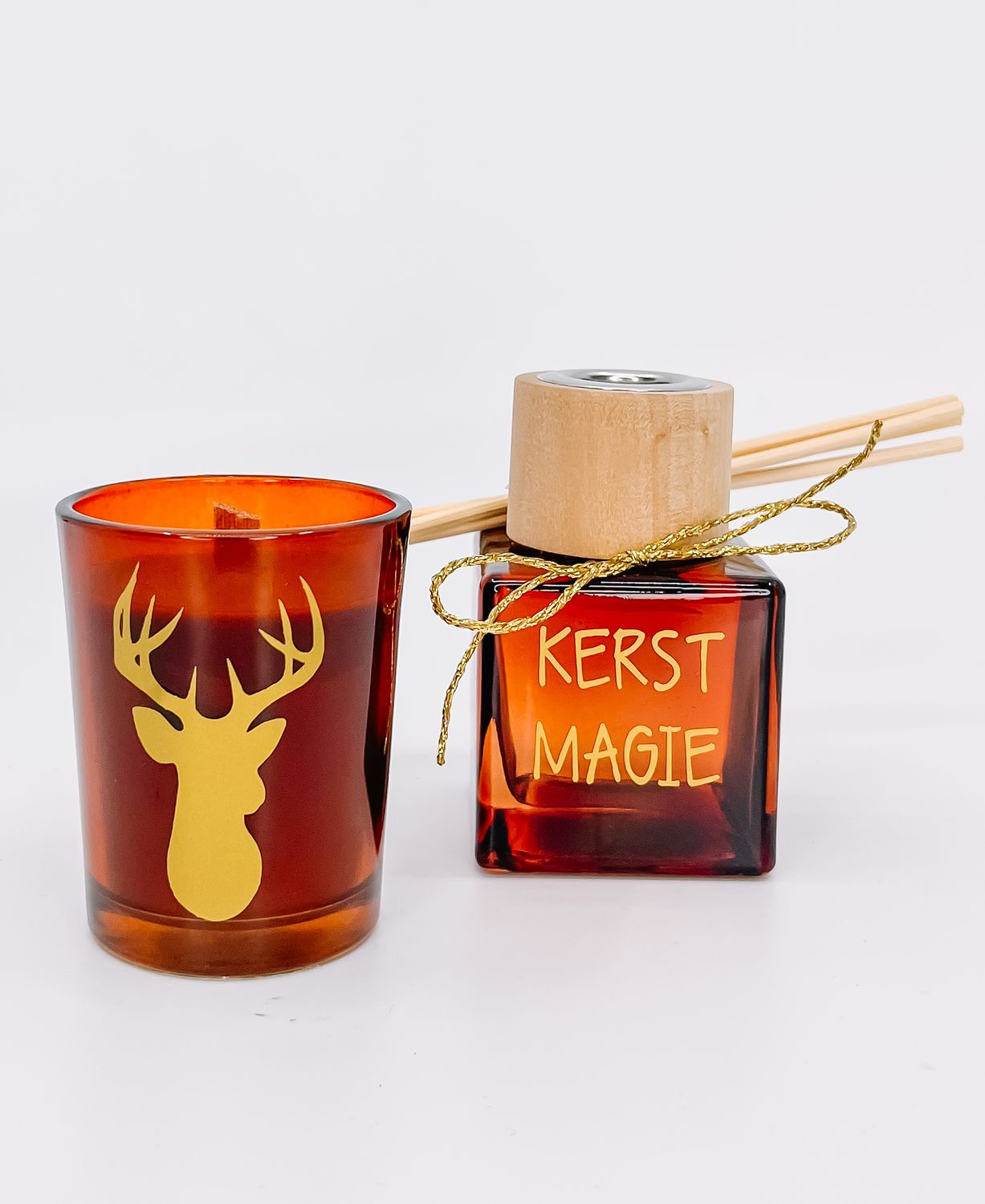 Mix &amp; Match  - Geurkaars groot met houten wiek