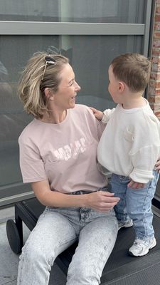 Dames T-shirt met naam door het woord MAMA/OMA/METER
