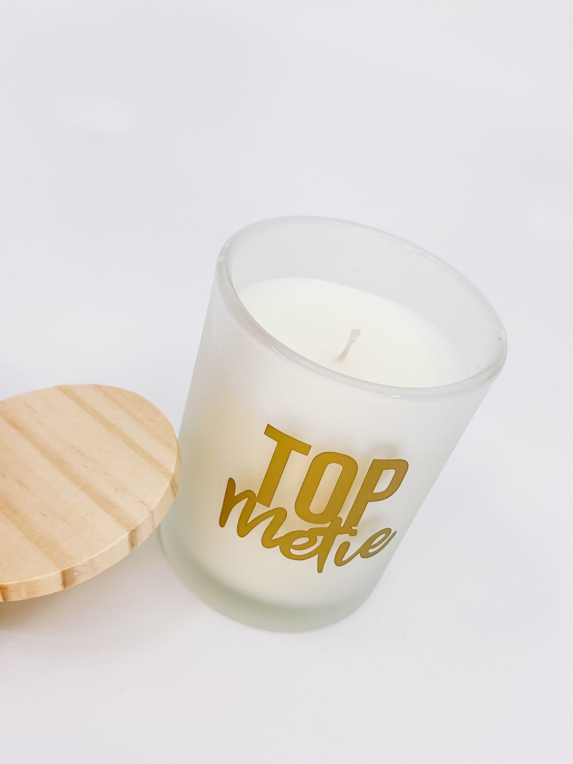 Geurkaars klein met houten deksel