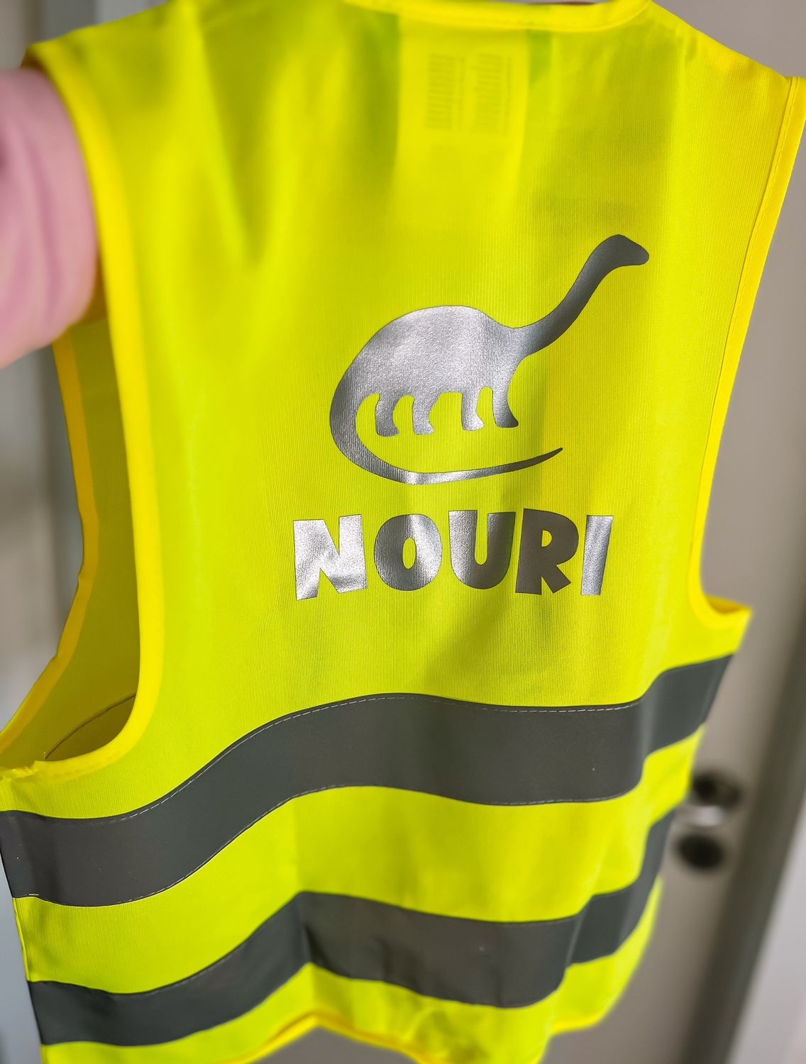 Fluo vest met rits + reflecterende naam