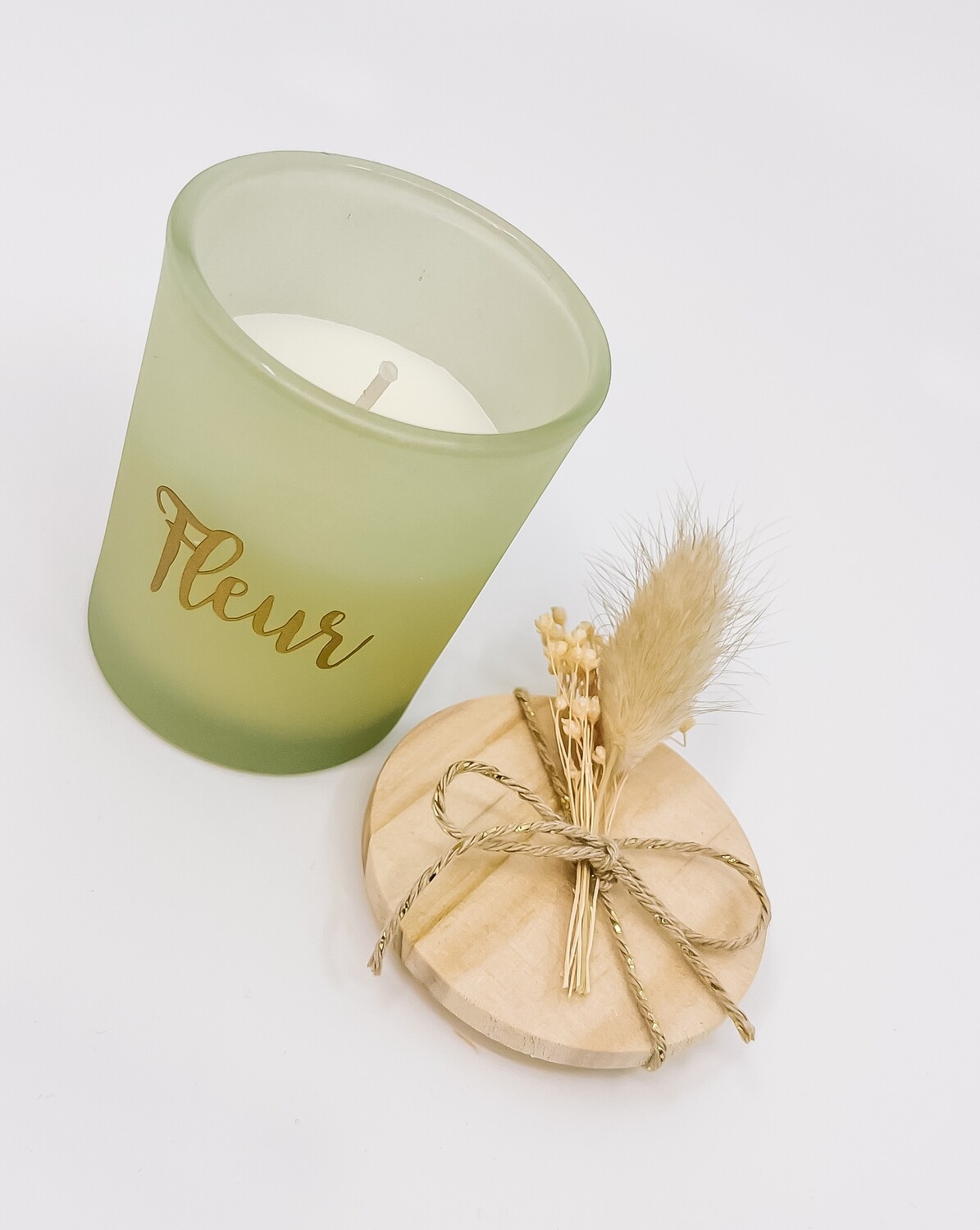 Geurkaars groot met houten deksel