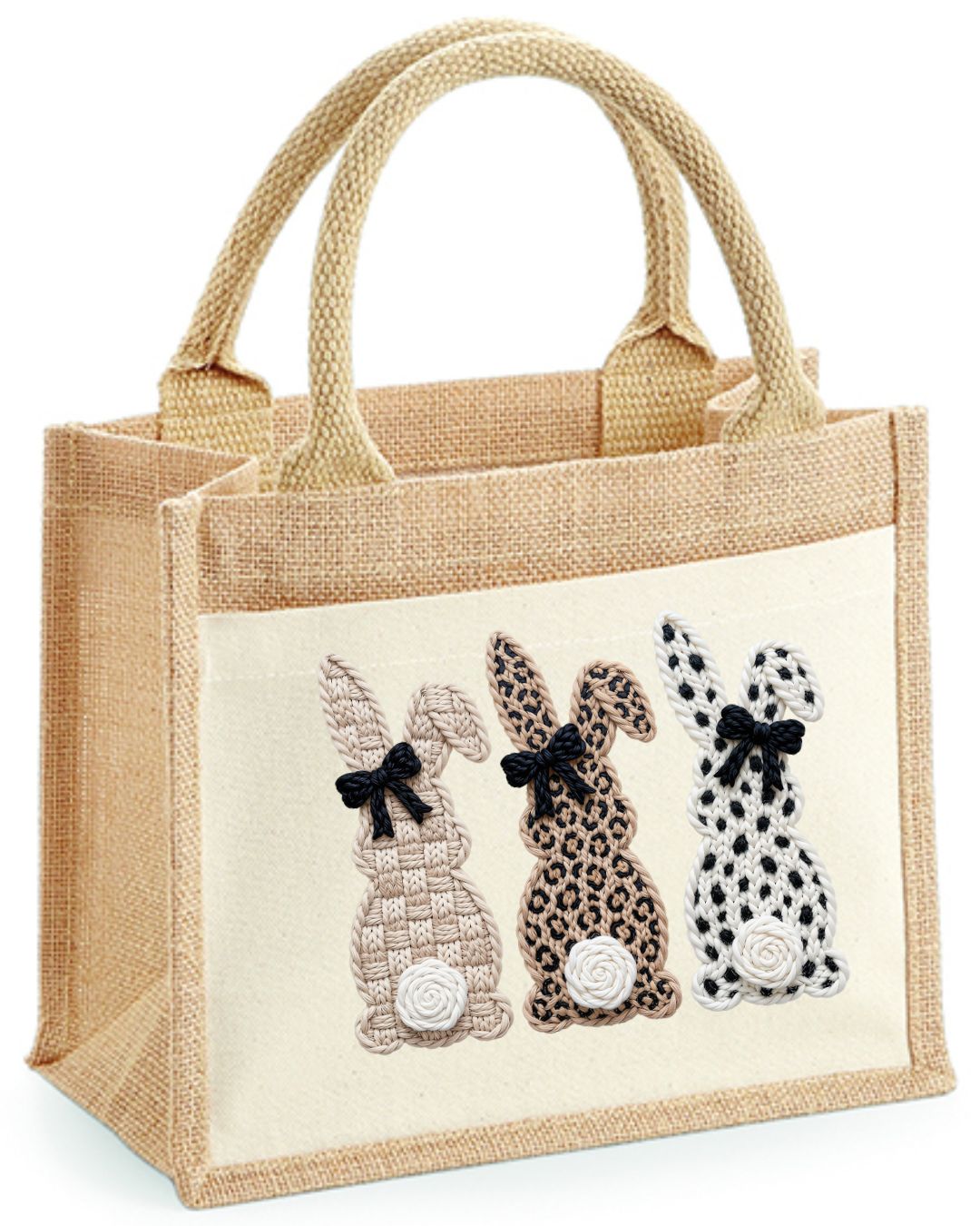 Paasmandje jute met naam  - Mini