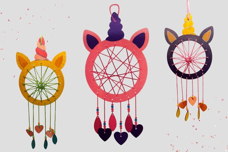 Unicorn dromenvanger knutselpakket 4 stuks
