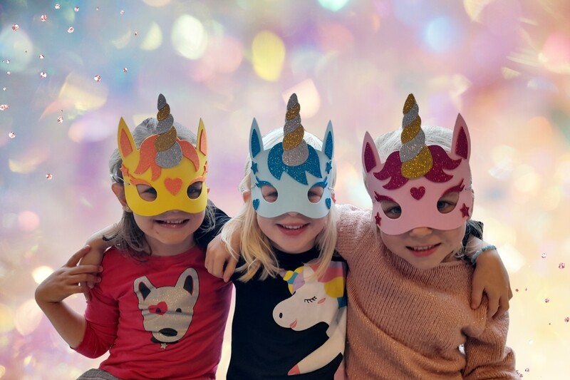 Unicorn maskers knutselpakket 2 stuks roos en geel