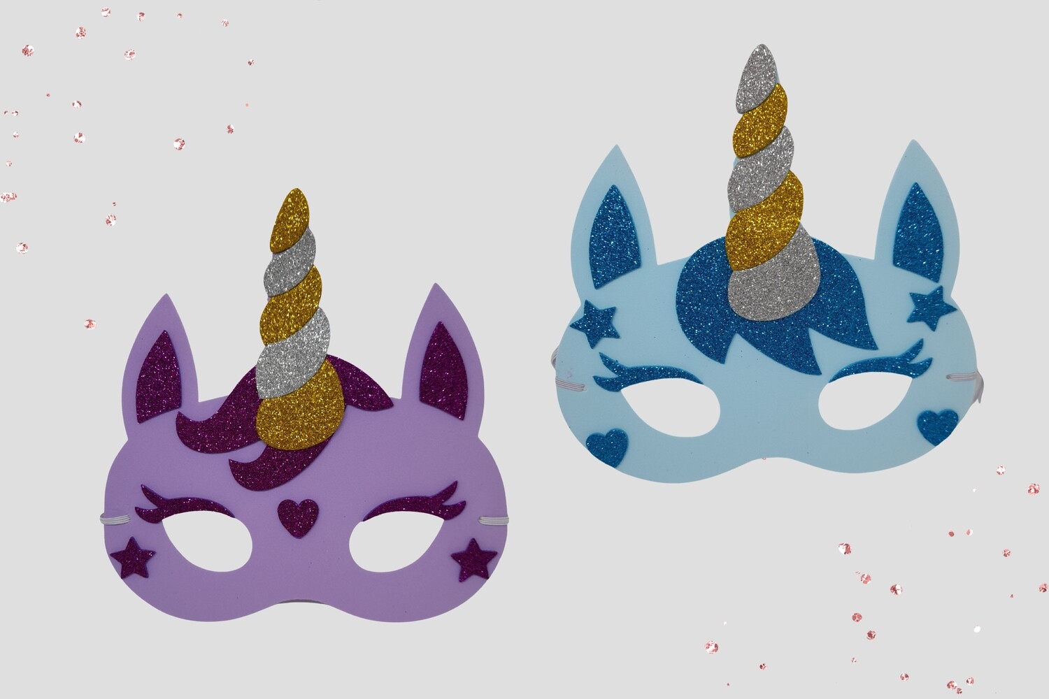 Unicorn maskers knutselpakket 2 stuks paars en blauw