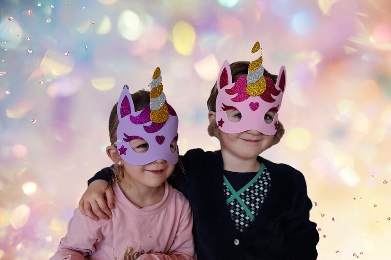Unicorn maskers knutselpakket 2 stuks paars en blauw