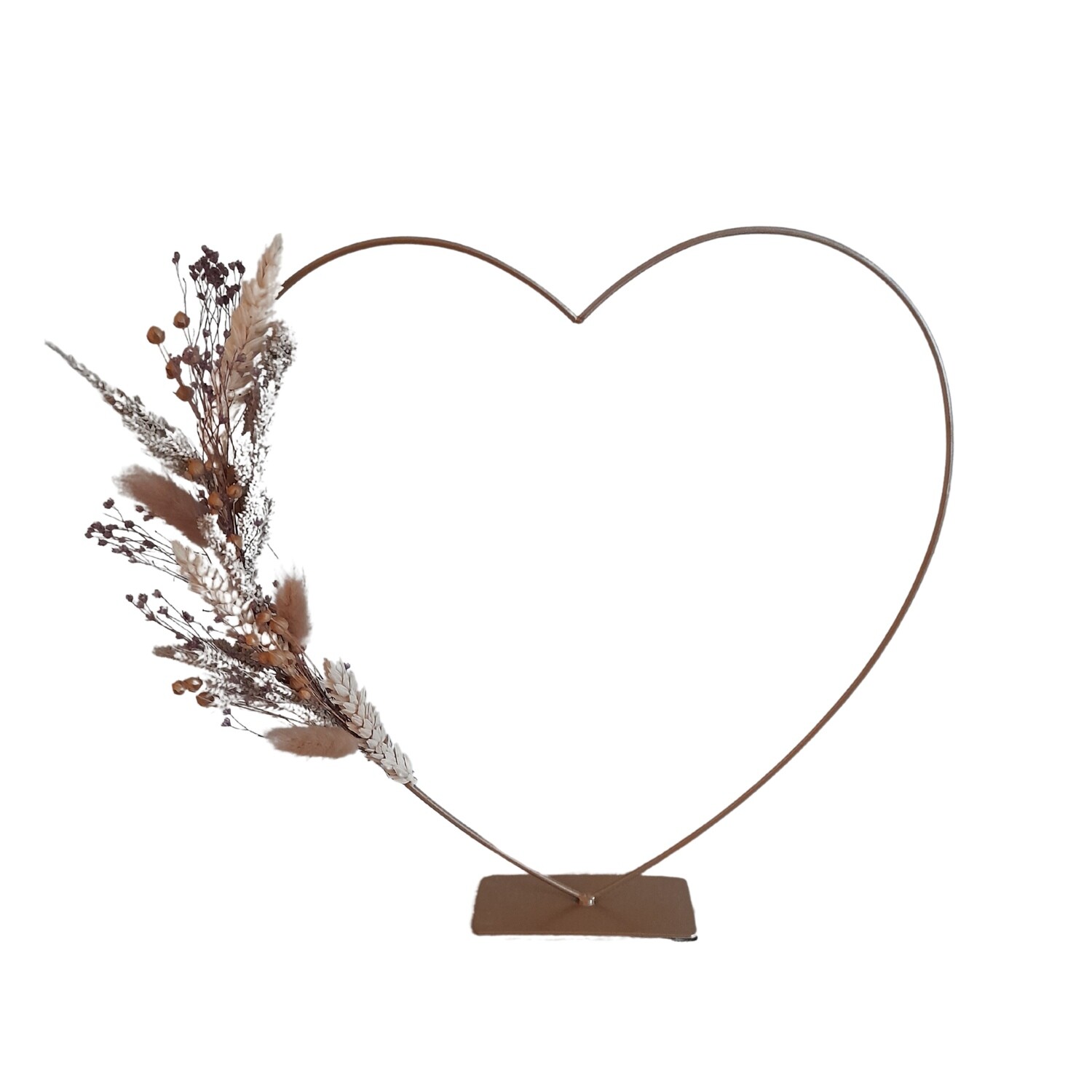 Hart met droogbloemen op voet