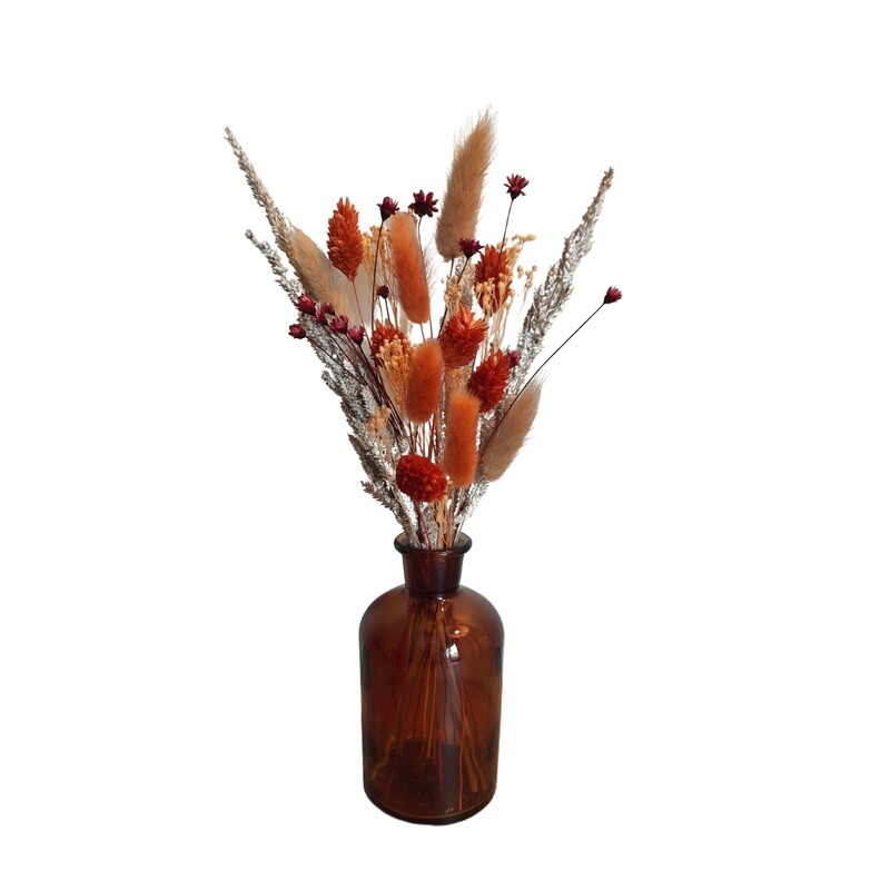 Vaasje met droogbloemen Oranje
